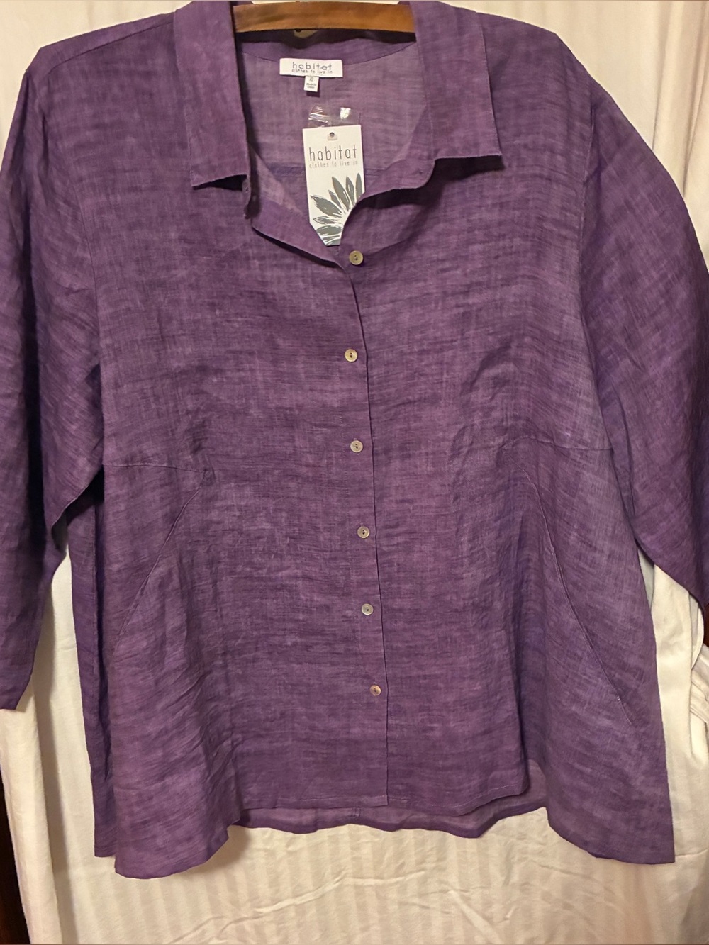 Habitat Lavender-Purple Linen Button-Down Swing Shirt NWT